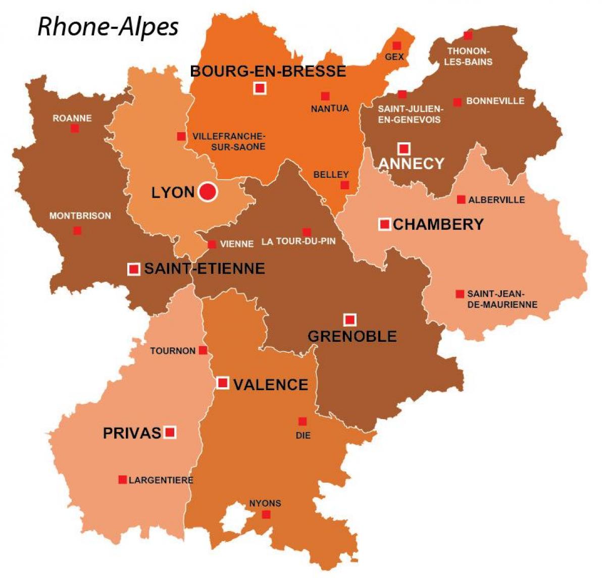 Lyon francúzsko mapa regiónu