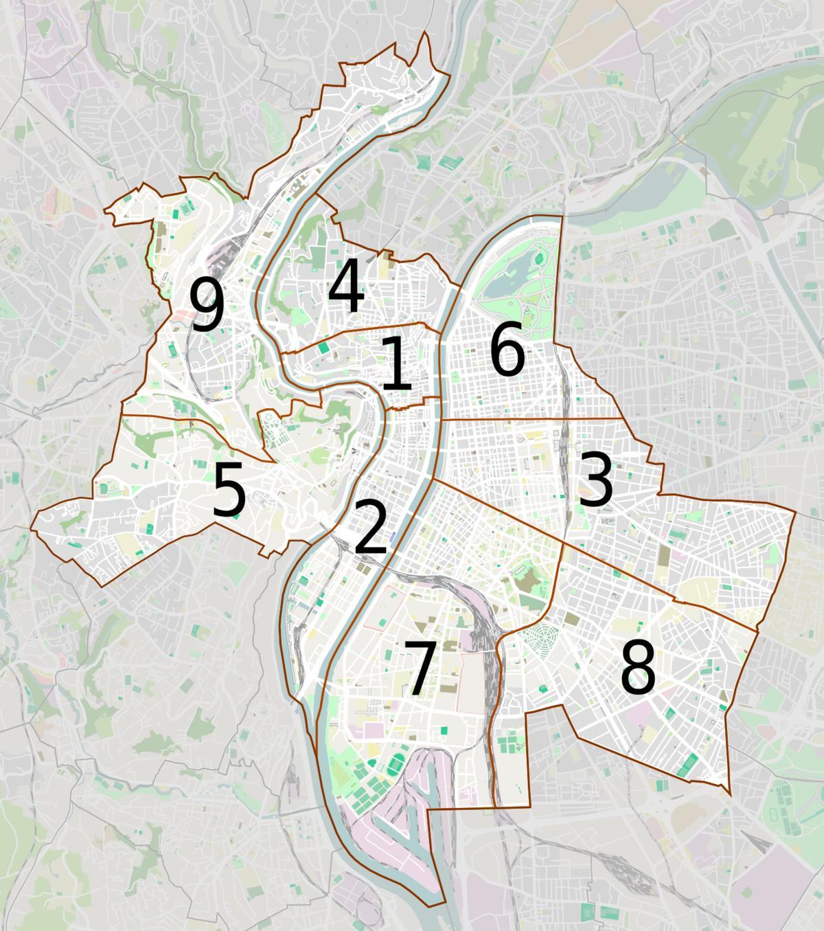 mapu Lyon okolí
