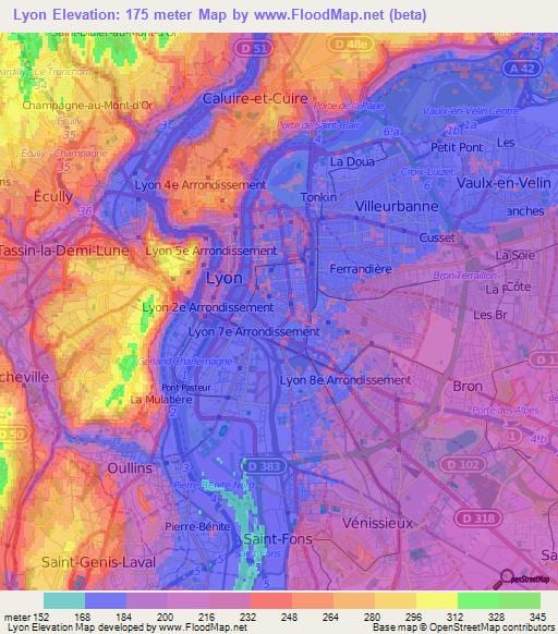 mapy topografické Lyon