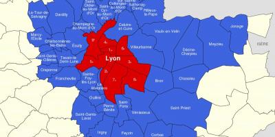 Mapu Lyon predmestí 